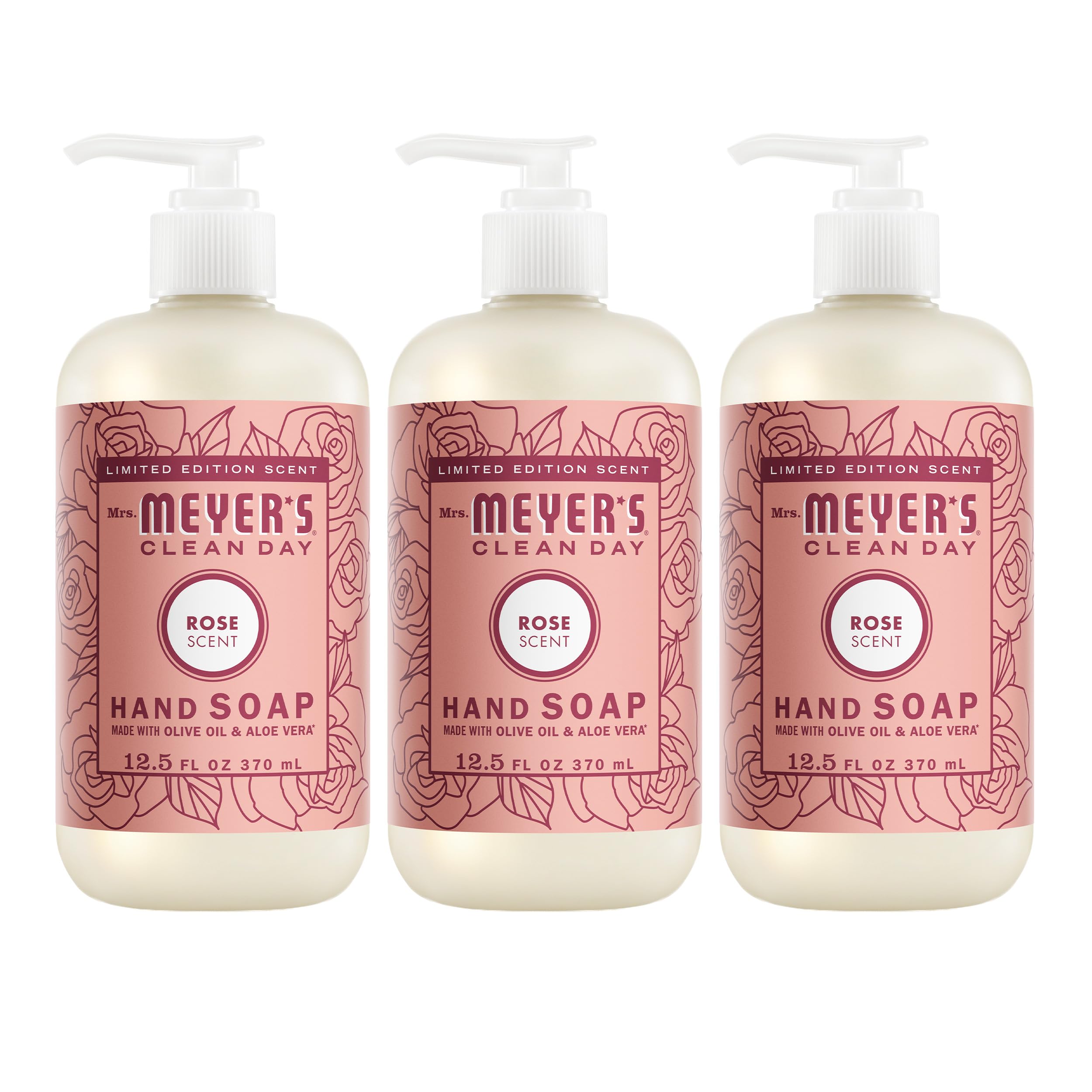 MRS. MEYER'S CLEAN DAY Liquid Hand Soap Rose (12.5 Fl Oz (Pack of 3))