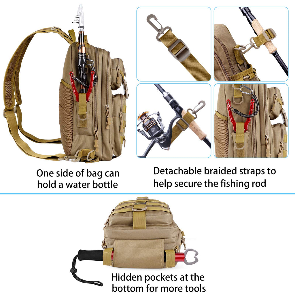 PLUSINNO Fishing Backpack Tackle Bag, Water-Resistant Backpack with Rod Holder, Ideal Gifts for Men