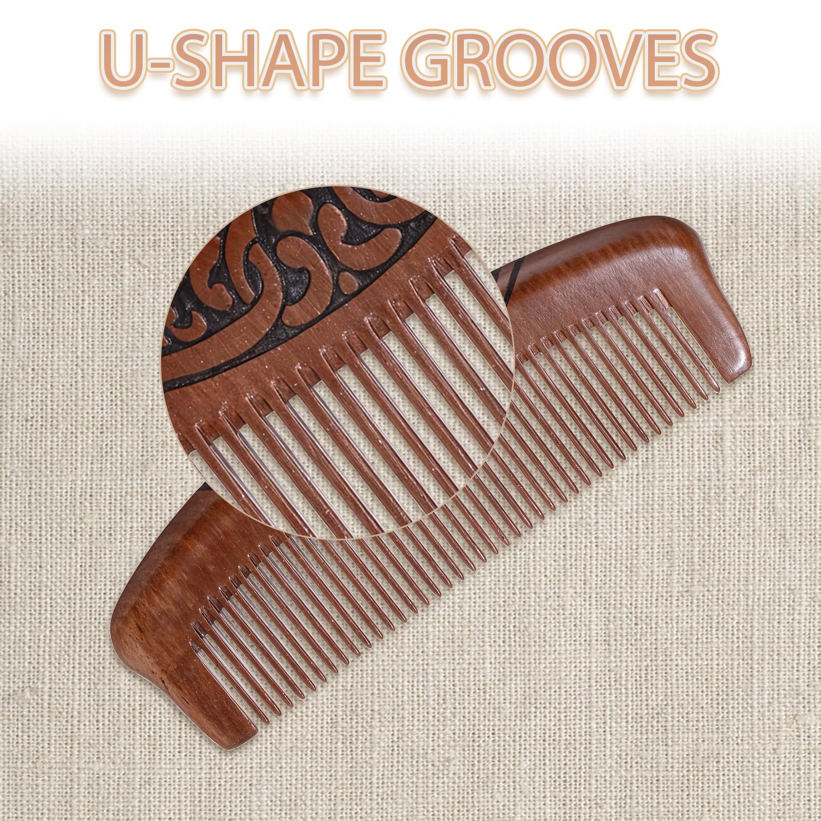 Small Wood Comb for Women Men Birthing Combs Wooden Pocket Hair Comb Fine Tooth Small Portable Wood Combs, Anti Static Carved