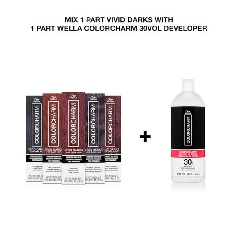 COLORCHARM VIVID DARKS Permanent Cream Color - Vibrant Hair Color for Dark Bases | Lifts 3-4 Levels, 2 Fl Oz