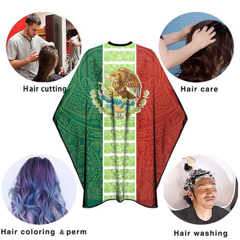 Barber Capes for Men Hair Cutting Capes Salon Stylist Capes with Snaps Waterproof Professional Large Barber Hairdresser Gown Cape- 63”× 56”(MEXICO FLAG)
