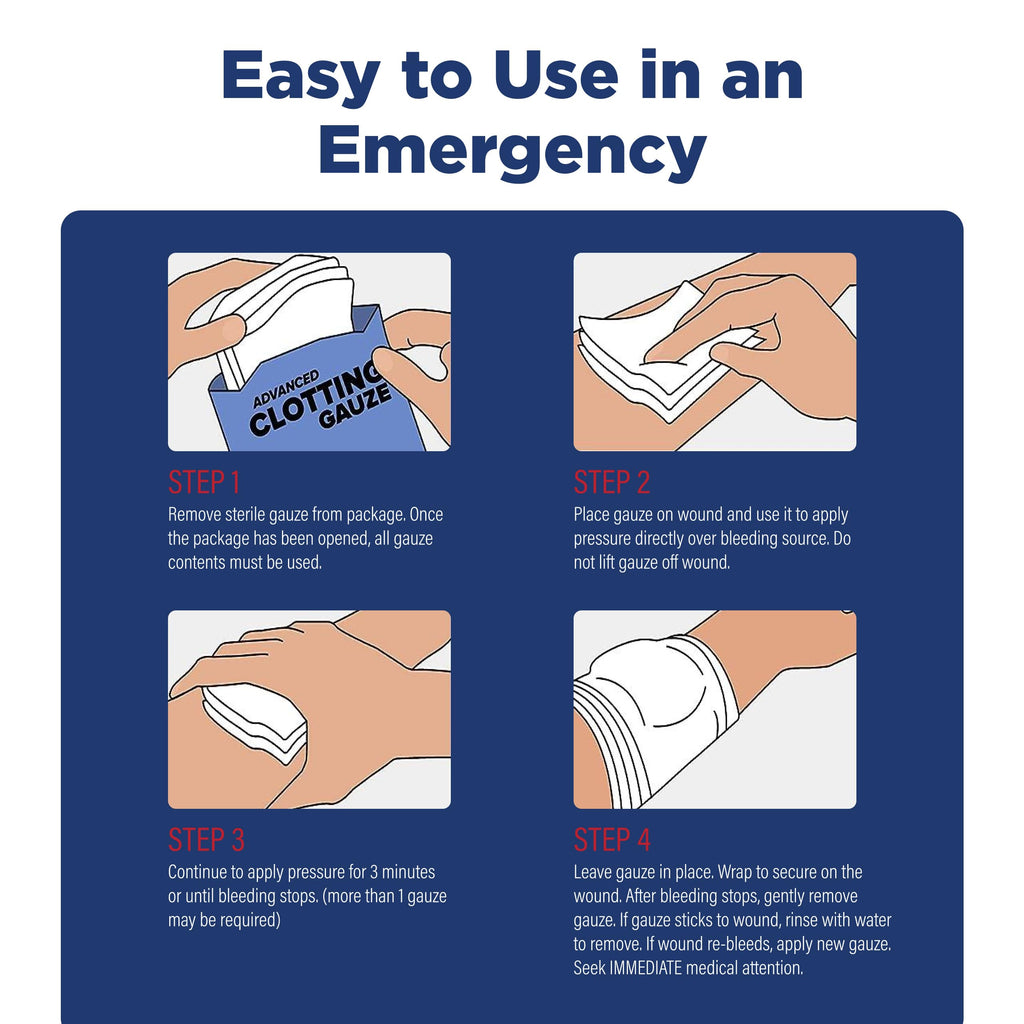 Adventure Medical Kits QuikClot Advanced Clotting Gauze - Stops Bleeding Up to 5X Faster Than Standard Gauze - Kaolin Hemostatic Dressing - for First Aid Kits & Survival Gear - 3 x 24