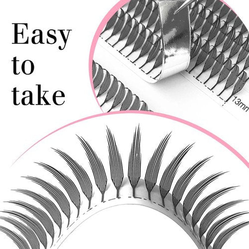 CoMango Premade Spire Lashes Anime Lash Fans C/D Curl Manga Chunk Natural Wispy Lash Extension Feather Shape Comic Lashes 0.07mm lndividual Lashes (Black Spire, 0.07-D-12mm)