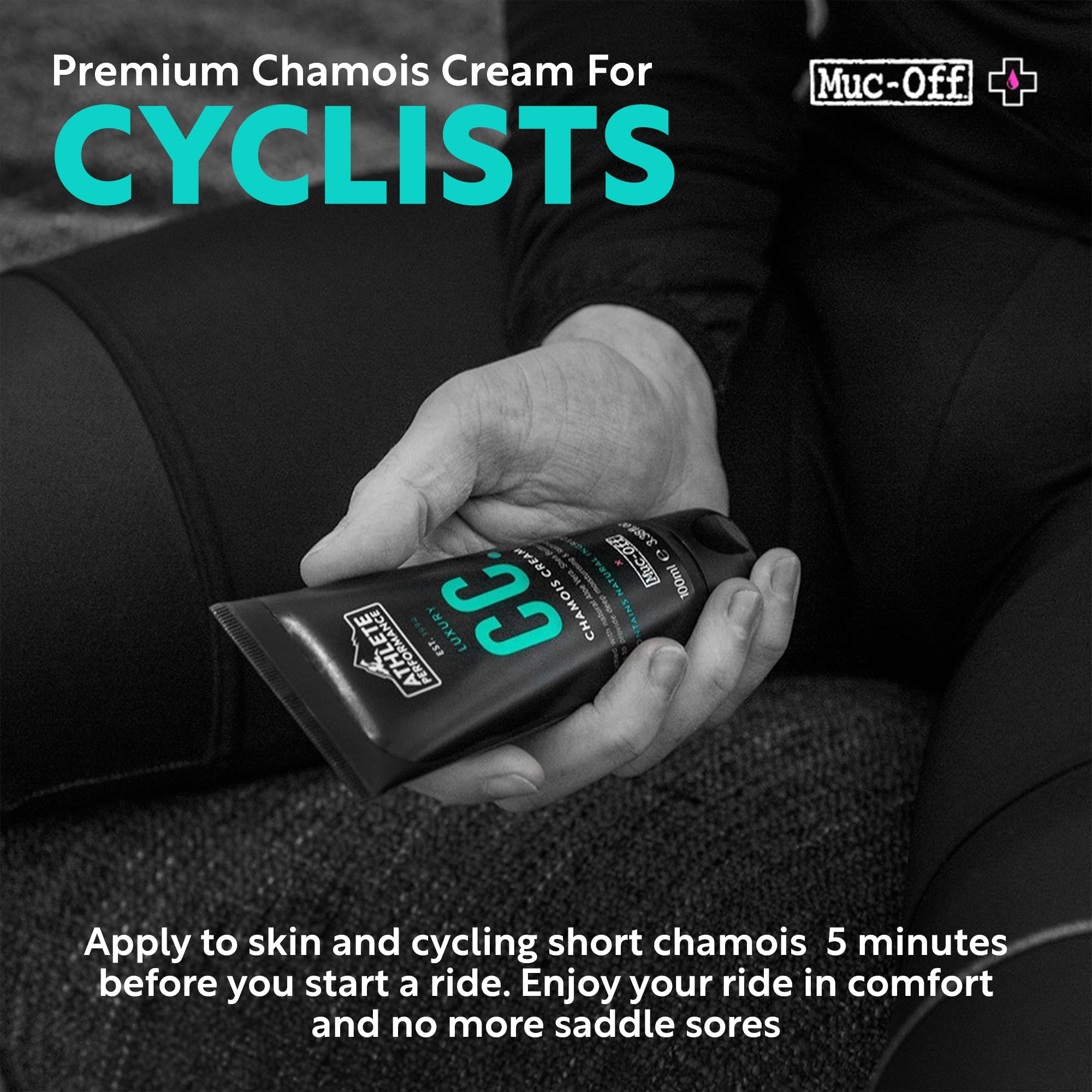 Muc-Off Luxury Chamois Cream Cycling | Anti-Chafing, Moisturizing Formula | Long-Lasting Comfort & Protection | Ideal for Cyclists, Triathletes, and Runners (100 ml (Pack of 1))