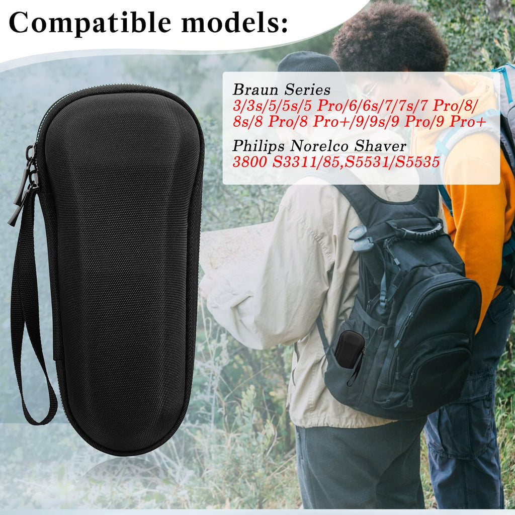 SyuCeia Braun Series 9 pro travel case - Hard EVA Protective Holder for Series 3/5/6/7/8/9 Pro+ & All Models (Fits 3s, 5s, 7s, 8s, 9s)-Water-Resistant Men's Electric Razor Storage Pouch