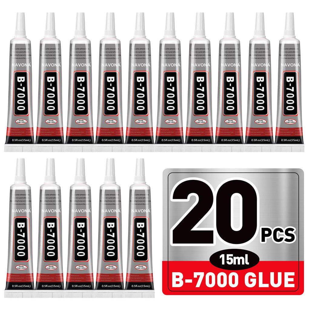 20 PCS 15ml B7000 Glue Clear with Precision Tip, Bedazzling Glue, Super Glues, Rhinestone Glue for Nail, Craft Glues, Jewelry Making, Nail Art, DIY, Makeup, Shoes