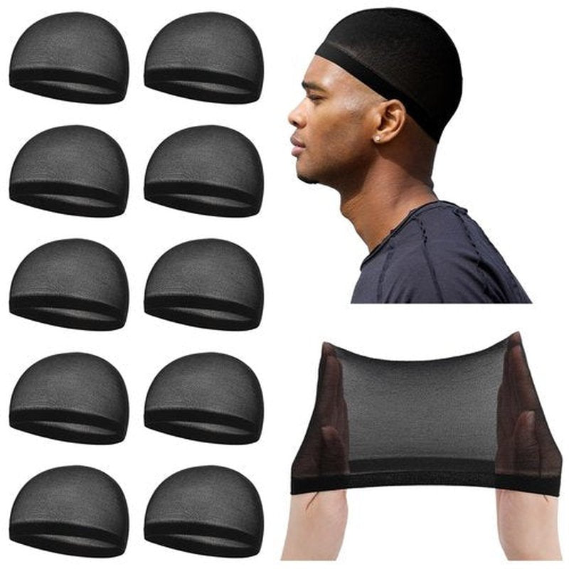 Ramede Stocking Wave Cap for Men Adult Stretchy Nylon Skull Wave Lightweight Beanie Caps Waves for Man Women(10 Pcs,Black)