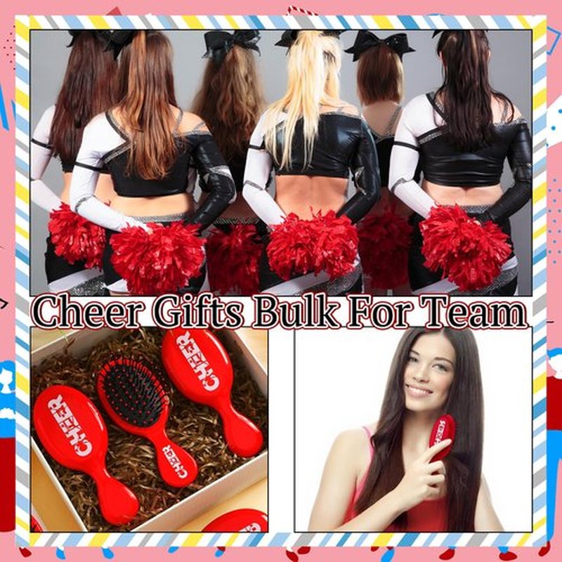 SiliFine 20 Pack Cheer Mini Hair Brushes Bulk Cheer Gifts Bulk for Team Detangling Hair Brushes Plastic with Bristles for Cheerleader Team Sport Valentine Gifts for Women(Red)