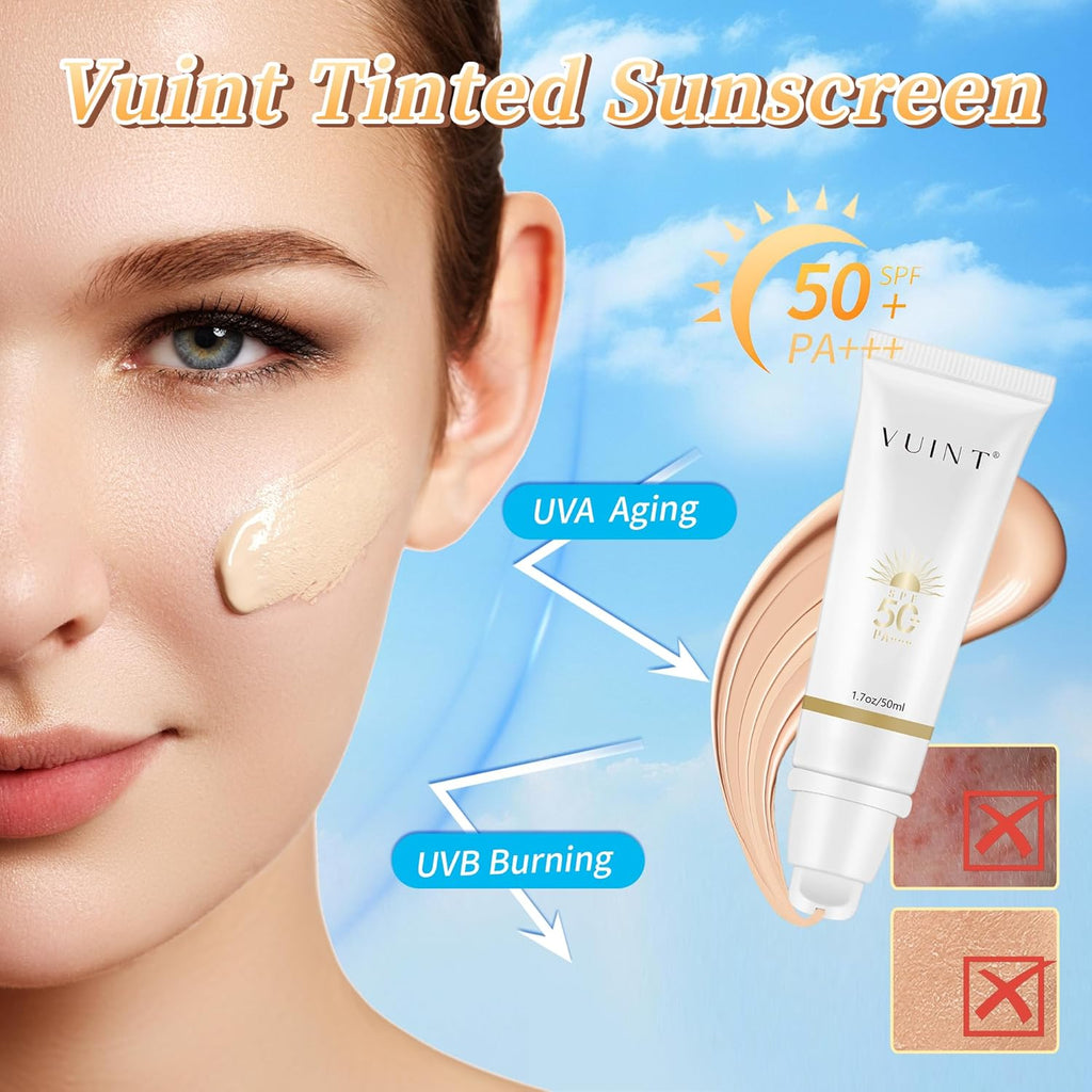 Vuint Tinted Sunscreen SPF 50 - Lightweight, Non-Greasy Broad Spectrum Protection for Sensitive Skin
