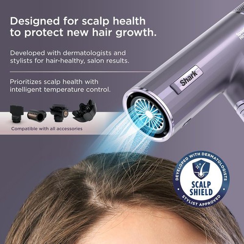 Shark SpeedStyle Pro Flex Hair Dryer System - High-Velocity, Lightweight, Ionic with Scalp Shield & IQ Speed | HD543PL