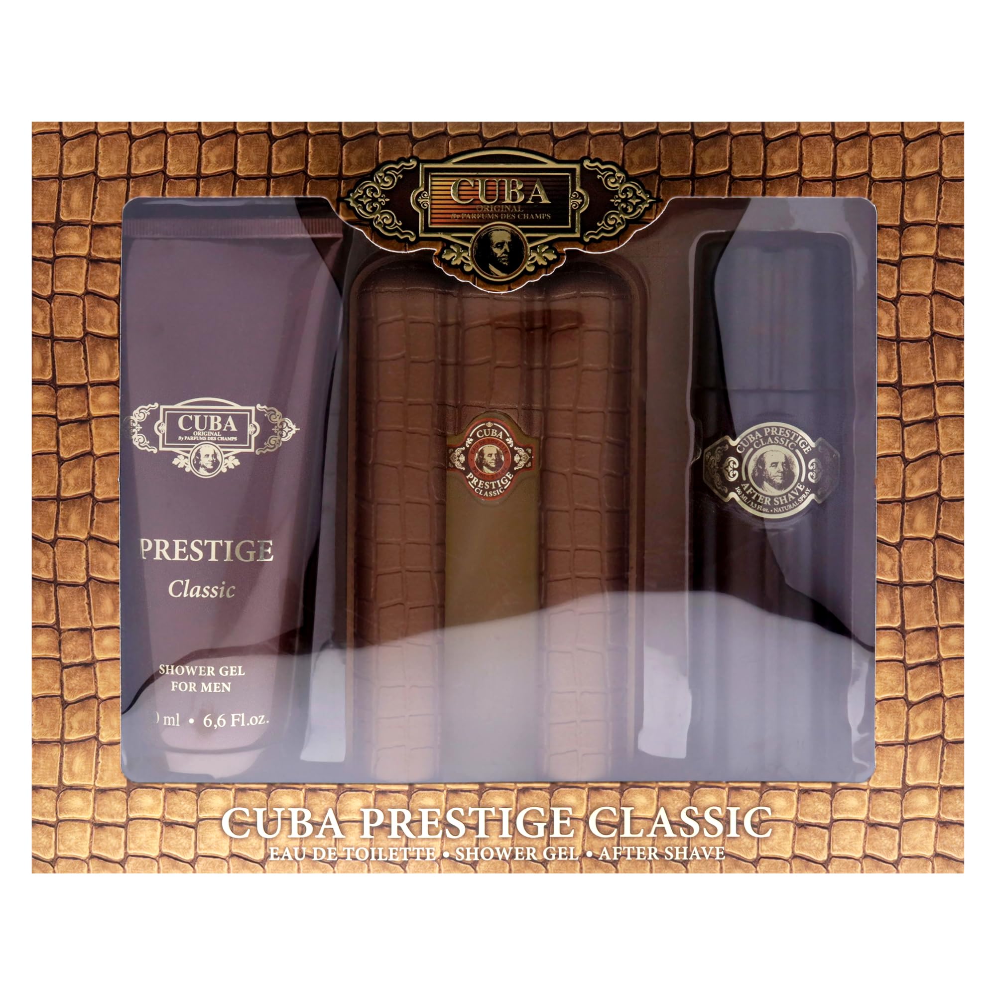 Cuba Prestige Classic for Men - 3 Pc Gift Set 3oz EDT Spray, 6.7oz Shower Gel, 3.3oz After Shave