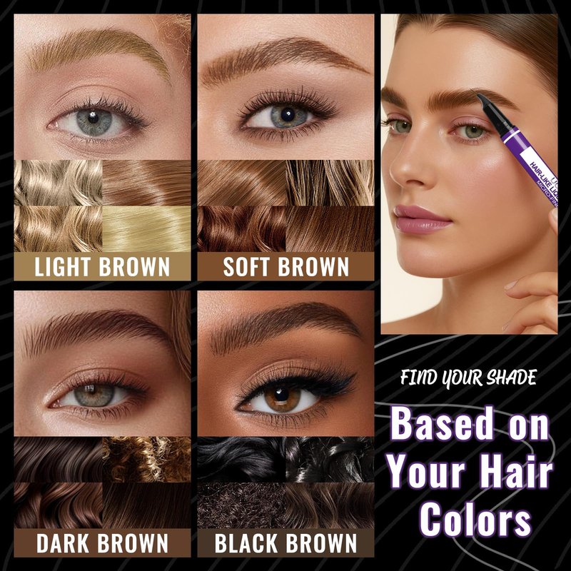 UCANBE Eyebrow Pen, Dual-Curved Eyebrow Pencils for Women, 2-in-1 Brow Pencil with 2-Fork-Tip & Precise Brush-Tip for Natural Hair-Like Brows, Waterproof Microblading Brow Pen Last 24Hrs(Black Brown)