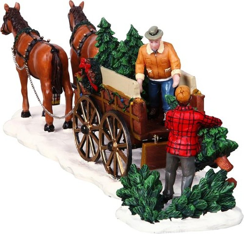 Lemax Christmas Village | Set of 2 Christmas Tree Wagons - Festive Holiday Decor