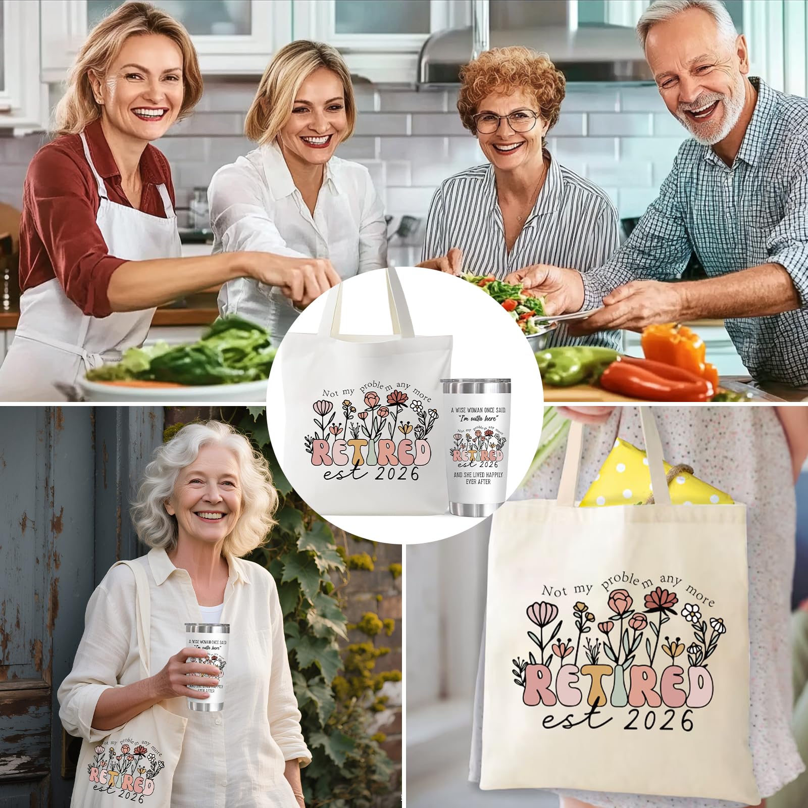Physkoa EST2026 Retirement Gifts for Women-–Funny Retirement Gift for Retiring Boss/Coworker/Teacher/Nurse/Mom-Includes Insulated Tumbler & Canvas Tote Bag,Perfect for Happy Retirement Celebration