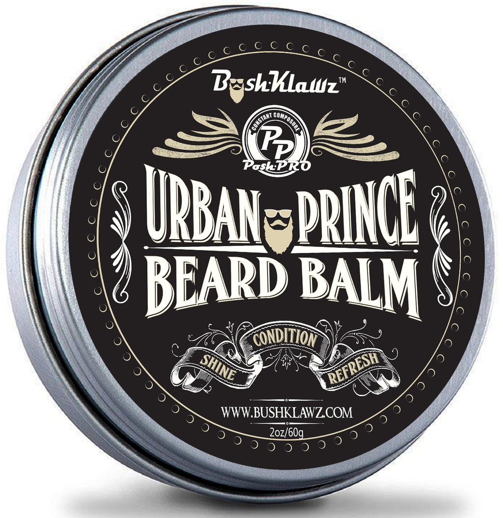 BushKlawz Urban Prince Beard Balm Leave in Conditioner Beard Butter Moisturizer Premium Refreshing Scent 2 oz - Best Leave in Conditioner Scented Beard Balm Gift Bearded Men