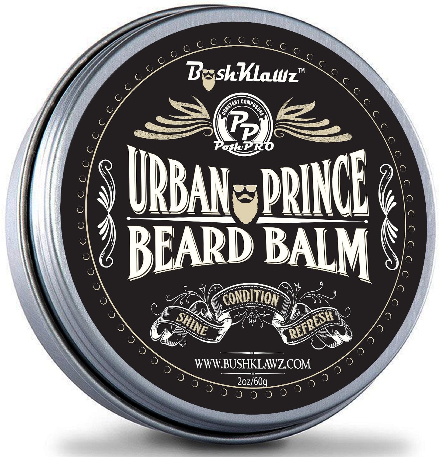 BushKlawz Urban Prince Beard Balm Leave in Conditioner Beard Butter Moisturizer Premium Refreshing Scent 2 oz - Best Leave in Conditioner Scented Beard Balm Gift Bearded Men