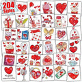 Partywind 204 Glitter Styles Valentine's Day Kids Temporary Tattoos, Valentines Party Supplies Favors Goodie Bag Stuffers, Exchange Surprise for Kids Classroom Prizes (Individually Wrapped Cut)