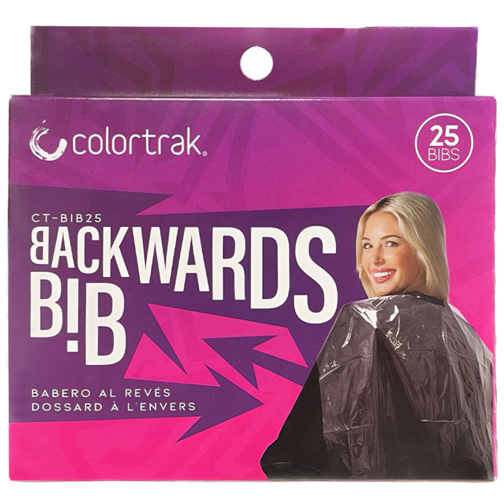 Betty Dain Colortrak Backwards Bib, Disposable Waterproof Salon/Barber Cape for Hair Cutting and Dyeing Protects Clients, Capes and Salon Chairs, 24 x 38 Inches - Includes 25 Bibs