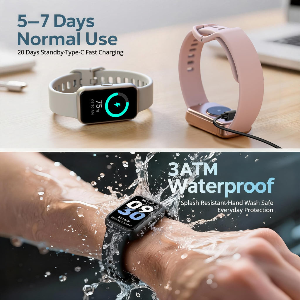 Motivaris Fitness Tracker for Men & Women, 1.47” HD Smart Band, 24/7 Heart Rate & SpO2 Tracking, Sleep Monitor & Step Counter, 100+ Sports Modes, 3ATM Waterproof, Compatible with Android & iOS, Pink