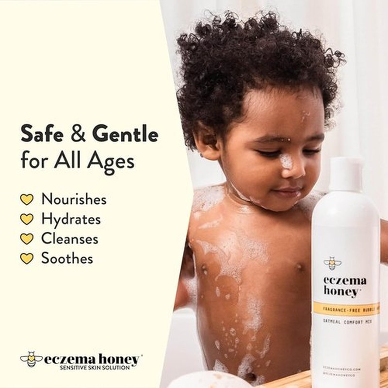ECZEMA HONEY Oatmeal Comfort Bubble Bath - Fragrance-Free Moisturizing Body Wash & Soak for Sensitive Skin (12 Oz)