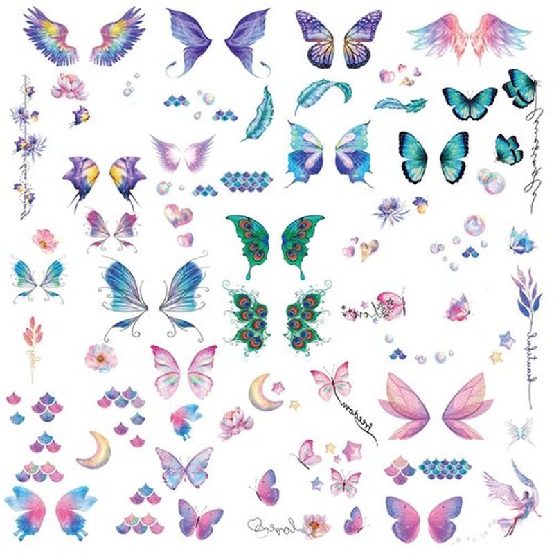 Glitter Butterfly Temporary Tattoos Sticker for Women Girls Eye Face Makeup Decoration, Flash Fairy Body Art Shiny Butterflies Waterproof Fake Tattoos for Festival Party(Butterfly Gem Stickers)