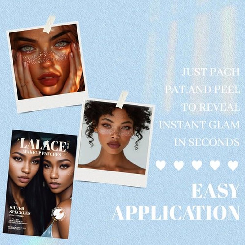 LALACE Glitter Freckles Face Tattoo – Sparkle Freckle Temporary Tattoo, Waterproof Face Glitter for Women, Face Sparkles & Face Freckles Glitter Makeup Accessories (12pcs Silver Star)