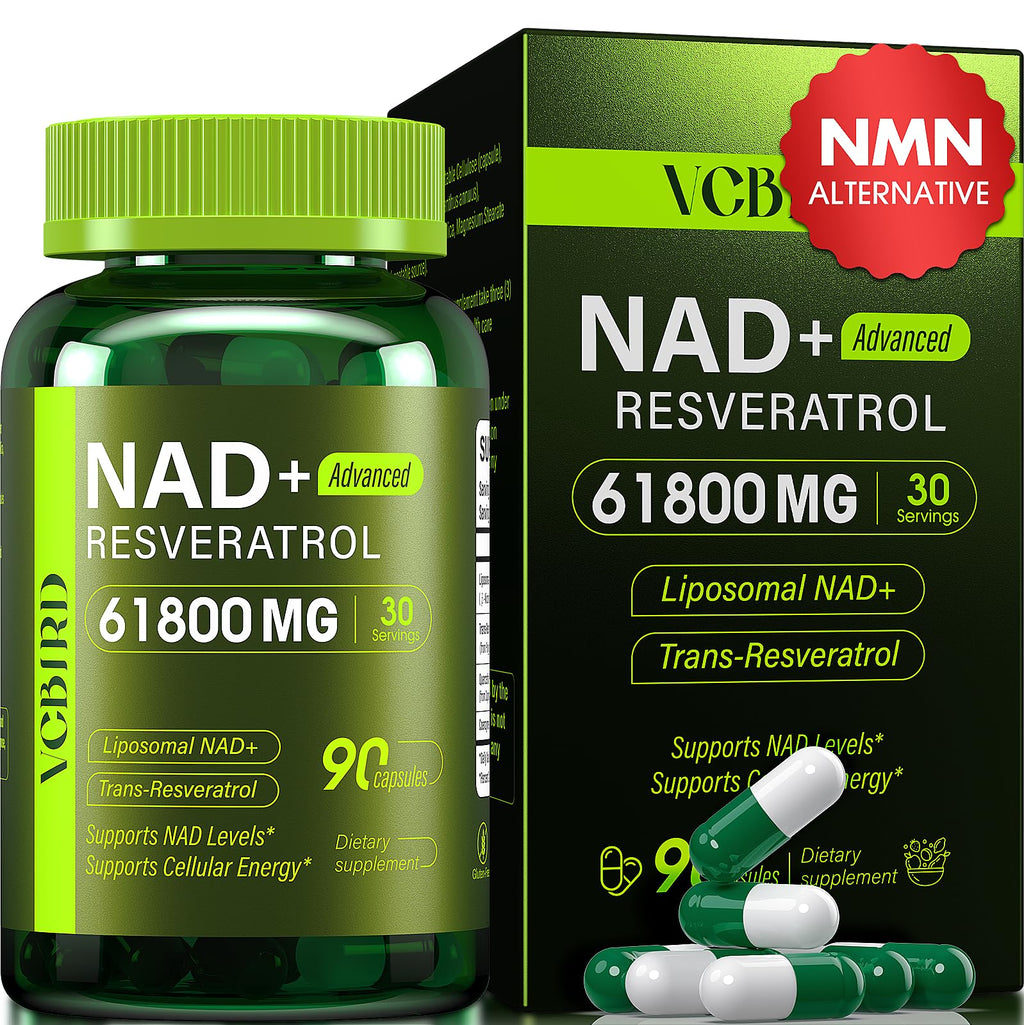 Nad Resveratrol Supplement 1200mg Per Serving – Liposomal Nad+ Resveratrol for Women & Men – High Purity 1200mg Nad+ Supplement for Energy & Healthy Aging, Resveratrol, Quercetin, CoQ10 – 90 Counts