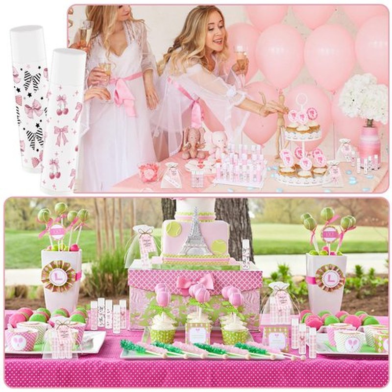 50 Pack Pink Bow Baby Shower Favors Bulk Lip Balm Girls Favors Gifts for Bachelorette Girls Bow Moisturizing Lip Care Pretty lipstick Birthday Party Supplies (pink bow)