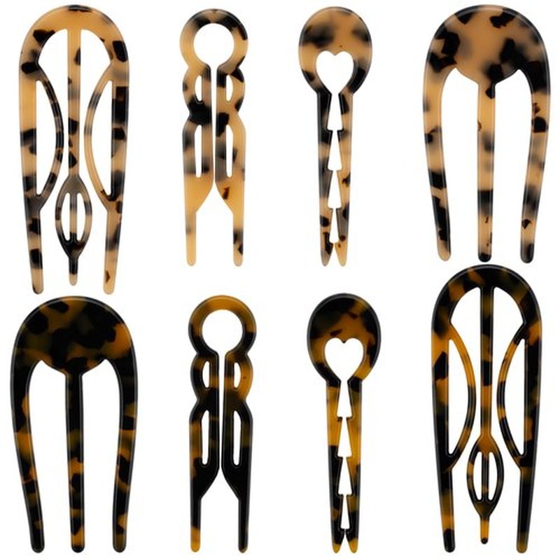 COZYISLE 8-Piece French Tortoiseshell Hair Pins for Women - Premium Cellulose Acetate Hair Clips for Thick Hair, Cute Cutout Hair Accessories for Updos, Buns & Daily Styling
