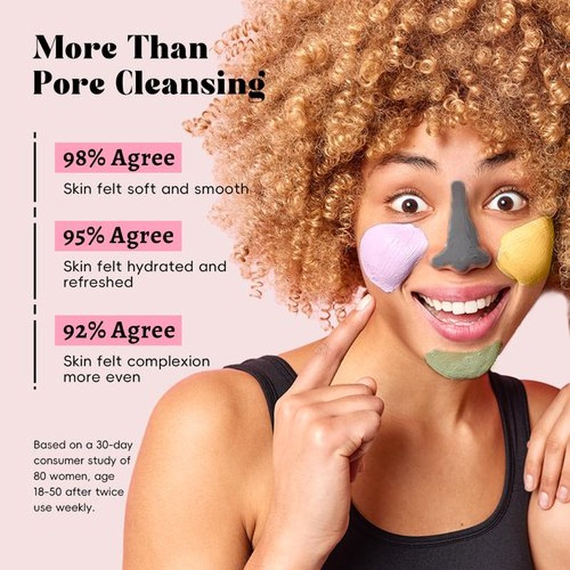 ANRCOLLECT Face Mask Set, 4Pcs Clay Mask, Face Masks Skin Care with Vitamin C, Charcoal, Mugwort and Purple Clay, Skincare Gift Set for Blackheads Refining Pores & Controling Oil, Facial Gift Kit