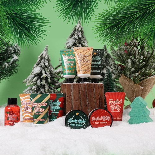 BODY & EARTH # LOVE Advent Calendar 2025 Womens Christams Gifts, Advent Beauty Calendar for Teen Girls 12 Days Countdown Calendar Hand Cream Gifts Spa Bath Sets with Body Lotion, Santa Keychain,Green