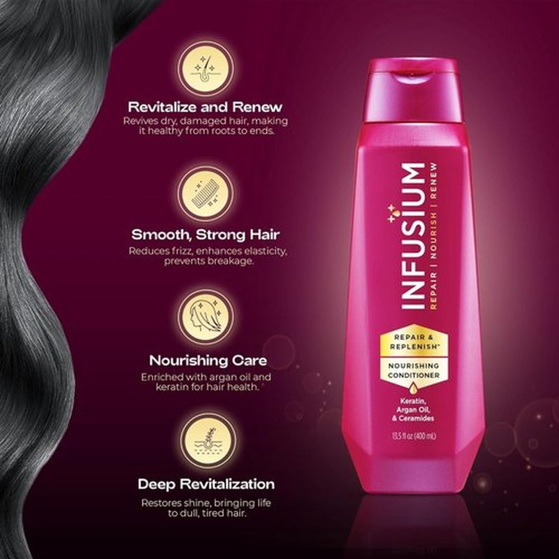 Infusium Repair And Replenish Conditioner - Nourishing Formula With Keratin & Argan Oil - 13.5 oz