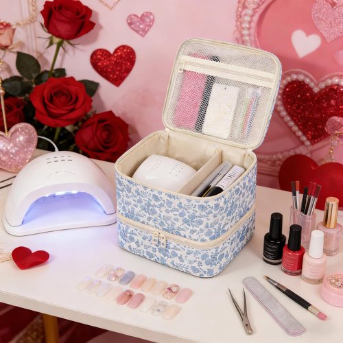 Skiennix Nail Polish Organizer Bag - Holds 30+ Bottles | UV Nail Lamp & Gel Polish Travel Storage