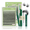 KEYYOU LASH Extension Kit 144Pcs Angel Lash Clusters Kit Thick Eyelash Extension Kit with Glue and Seal,Tweezers,Remover for DIY lash extension kit at Home（Kit-Angel A02-D-8-18MIX）