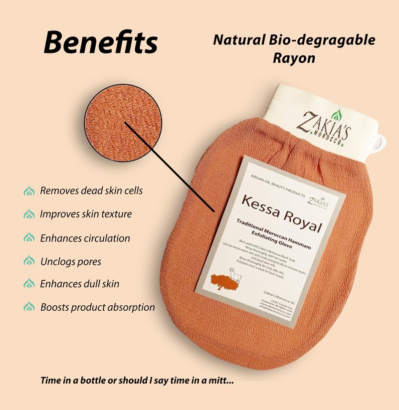 Zakia's Ultimate Moroccan Bath & Shower Set - 100% natural Moroccan "Beldi" Black Soap (Original Formula), Body Scrub, Pure & Natural, Purifying, Cleansing, exfoliating for Hammam Ritual
