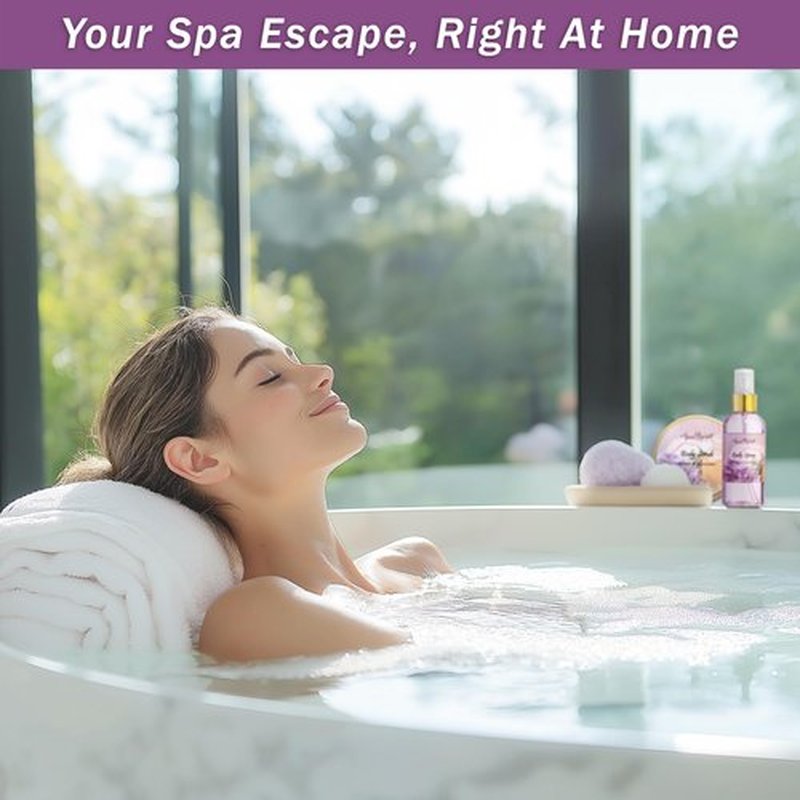Bath Spa Gift Sets - Luxury Basket With Honey & Lavender - Spa Kit Includes Wash, Bubble Bath, Lotion, Bath Salts, Body Scrub, Body Spray, Shower Puff, Bathbombs, Soap and Towel