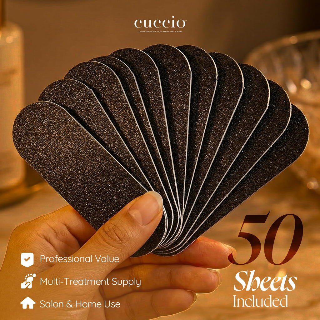 Cuccio Naturale 50-Count Black 80-Grit Pedicure File Refills – Coarse, Water-Resistant, Disposable Abrasive Sheets for Professional Foot Care – Fits Cuccio Stainless Steel Pedicure File