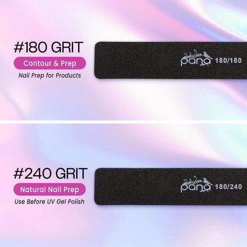 PANA Jumbo Double-Sided Emery Nail File for Manicure, Pedicure, Natural, and Acrylic Nails - Black (Grit 180/180) - 50 Piece Pack