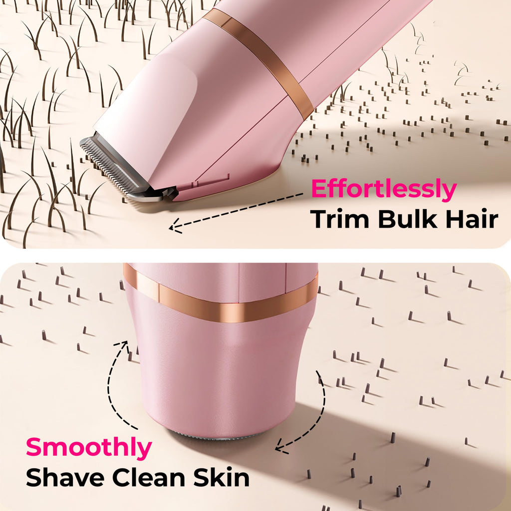 Bikini Trimmer for Women Pubic Hair: 2 in 1 Electric Razors for Women - IPX7 Waterproof Lady Shaver for Travel & Home Use