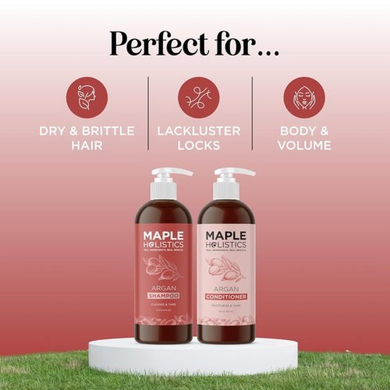 **Argan Oil Shampoo & Conditioner Set | Moisturizing Formula for Dry Hair, Frizz & Split Ends**