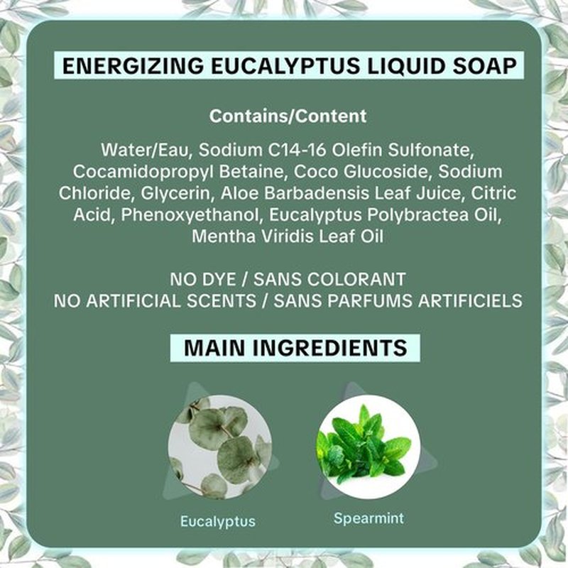 Bloom & Bōde Luxury Liquid Hand Soap Refill With Essential Oils - Natural Scented Hand Wash - Gentle Handwash - Moisturizing Hand Soap Refill, Energizing Eucalyptus Scent, 33.8 fl oz / 1L