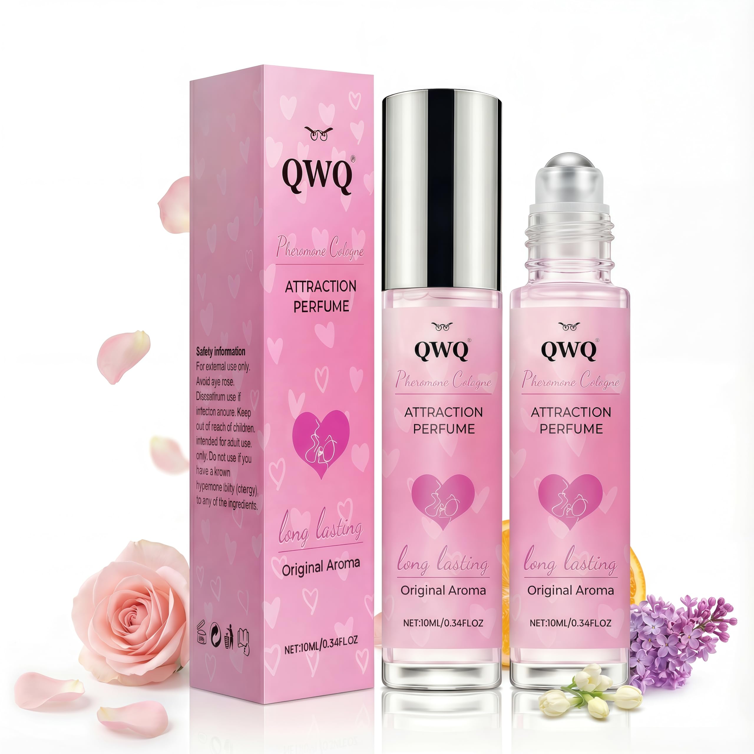 QWQ] Pheromone Perfume for Women, Long Lasting Oil Based Perfume to Attract Men, Fruity & Floral Scent Cologne, Portable Roll On Fragrance for Travel & Dating, Essential Oil Gifts for Her (1, Floral)