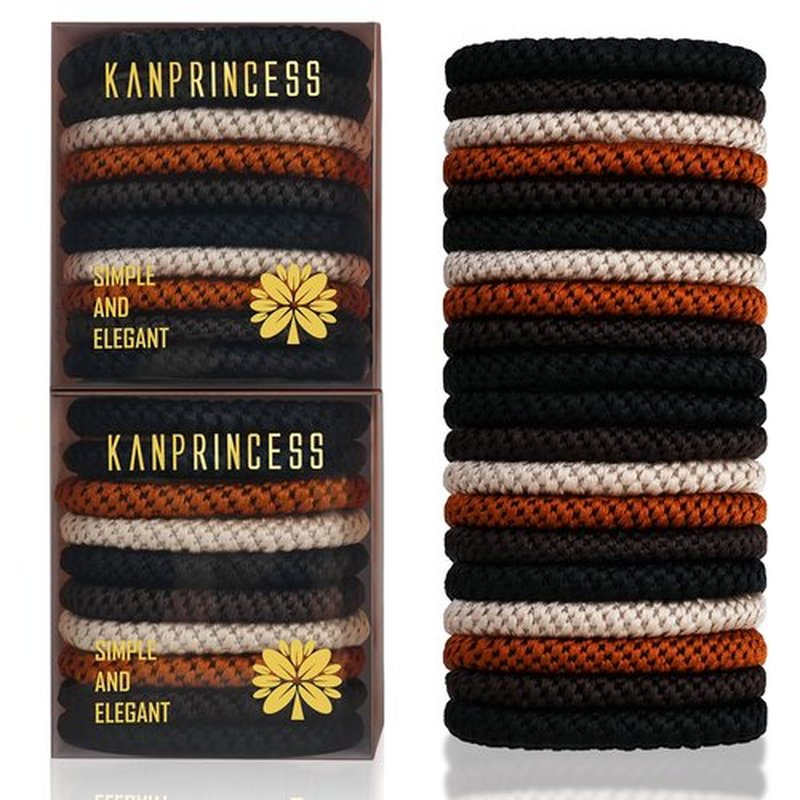 KANPRINCESS 20Pcs Hair Ties For Thick Hair, Strong Stretchy Hair Bands For Women Girls, No Slip Braided Hair Ties No Damage, Ponytail Holders-Exceptionally Secure with Gentle Hold (Set 1)