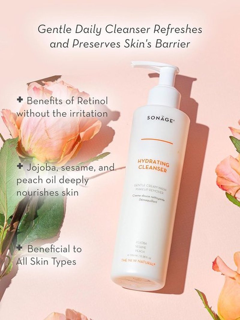 SONAGE Hydrating Facial Cleanser - Gentle Cream Face Wash & Makeup Remover with Aloe, Chamomile & Vitamin E | Non-Stripping Daily Moisturizer for All Skin Types