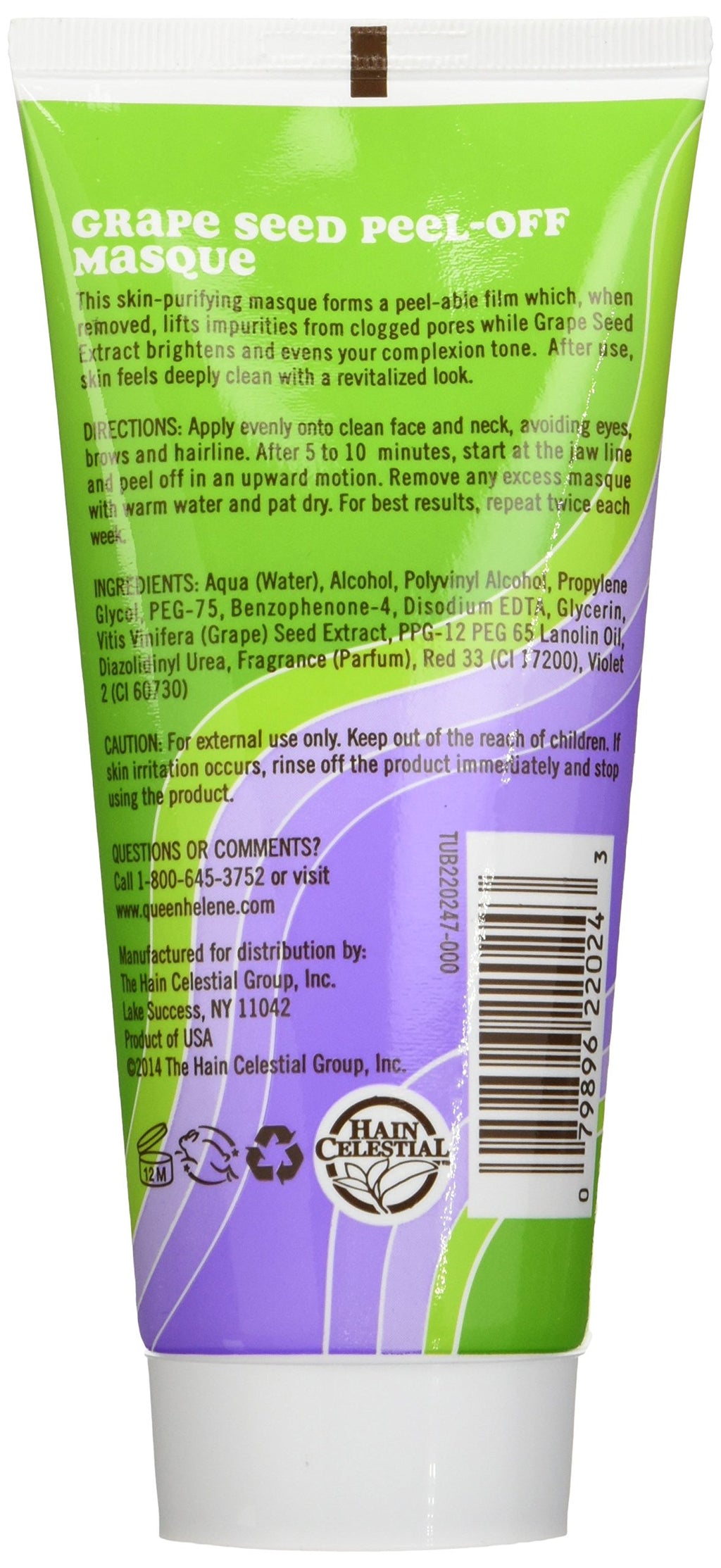 Queen Helene Facial Masque, Grape Seed Peel-Off, 6 Oz