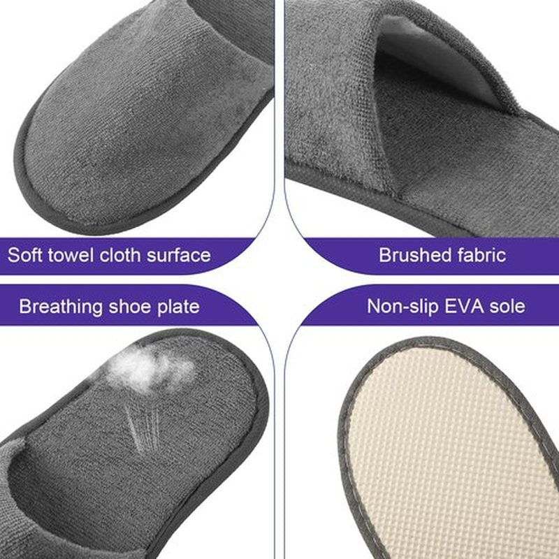 Geyoga 12 Pair Disposable Slippers for Guests Non Slip Disposable House Slippers Washable Reusable for Spa Travel Hotel Indoor Shoeless Home Bride Bathroom(Black, Brown, Navy Blue, Dark Gray,M)