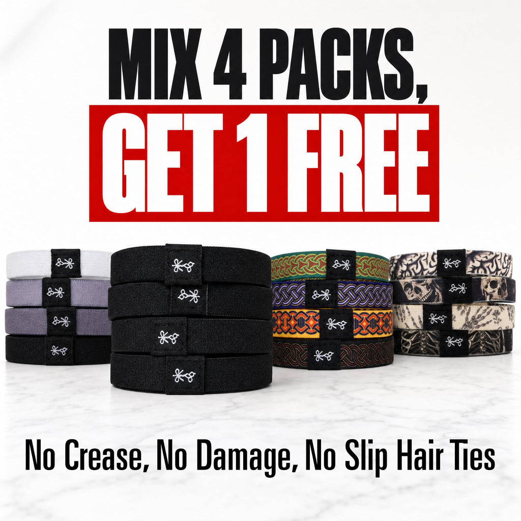 Hair Ties For Men | World-Famous Hair Ties For Guys | No-Break, No-Rip, No-Crease Bracelet Hair Bands | 4 Pcs Soft Elastic | 100 lb Strength (The Big Manas)