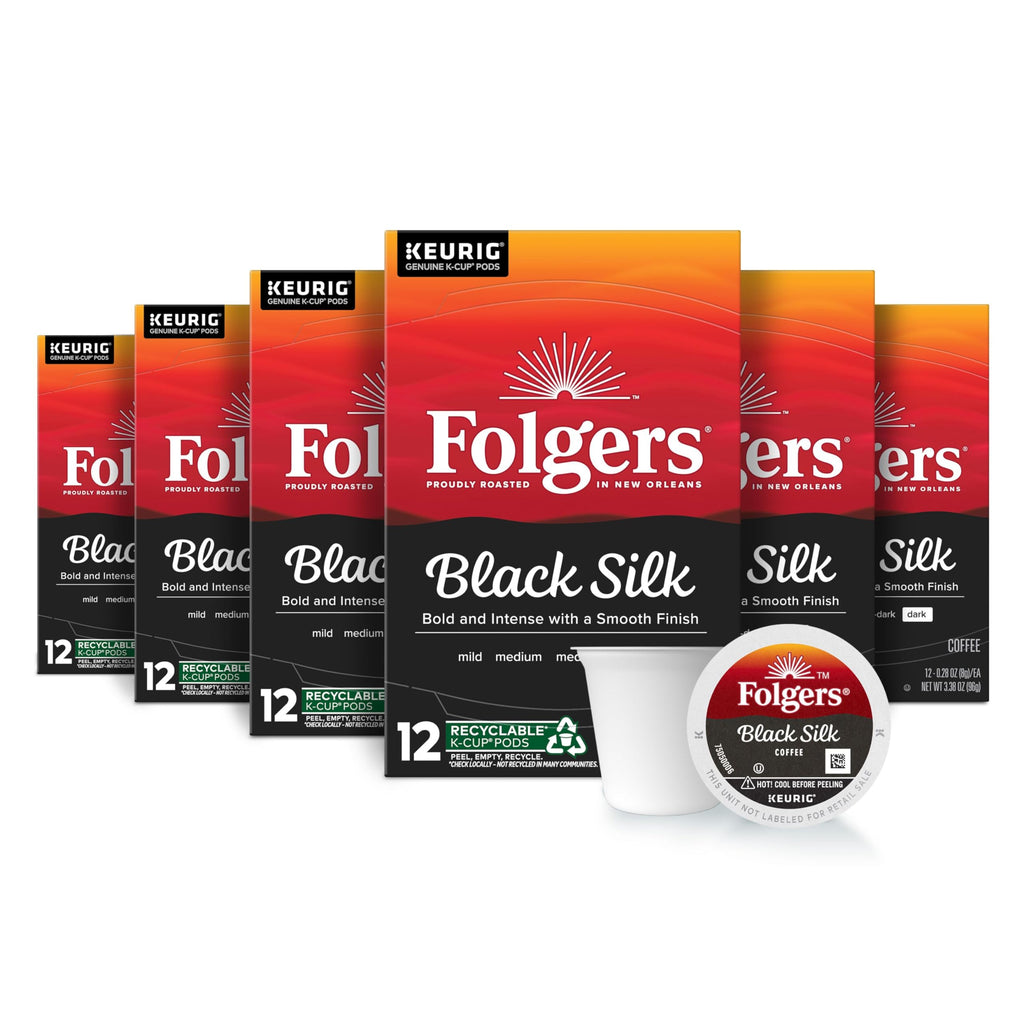 Folgers Black Silk Coffee, Dark Roast, Keurig K-Cup Pods, 72 Count