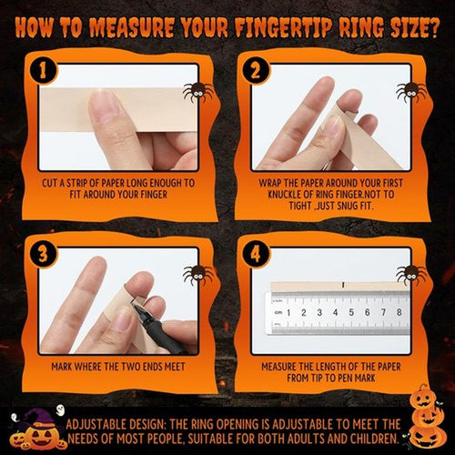 10PCS Adjustable Claws Ring Set Fake Nails Finger, Gothic Punk 3 Sizes Crystal Retro Metal Nail Rings Jewelry Fingertip Vampire Demon Cat Cosplay Accessories Women Costume Black