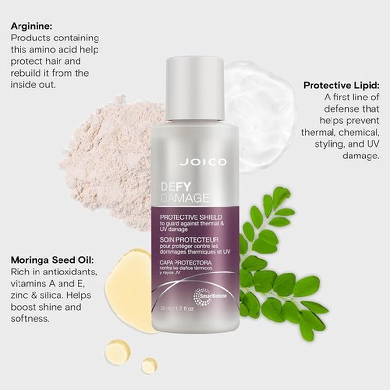 Joico Defy Damage Protective Shield - UV & Thermal Protection for Damaged Color-Treated Hair | Strengthens Bonds & Preserves Color with Moringa Seed Oil & Arginine